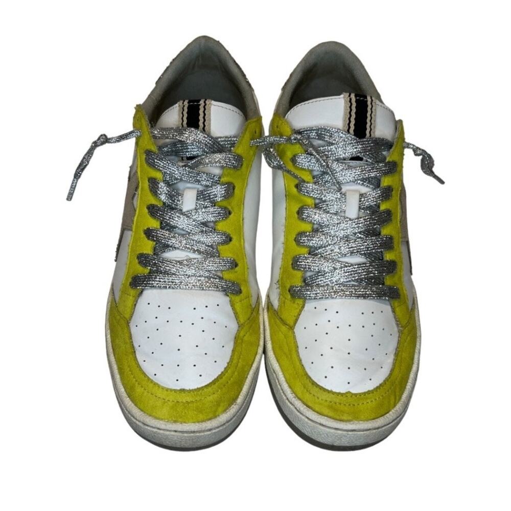 SHU SHOP, Paz low-top sneakers White & Lime green w glitter star silver laces,10 - Picture 4 of 13